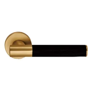 new special knurled door handle internal modern design brass gold finish lever handles on rose