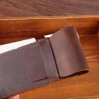 Étui de protection pour stylo HaoRan, étui en cuir véritable pour stylo, porte-stylo personnalisé avec logo, sacs à crayons de golf pour hommes en cuir