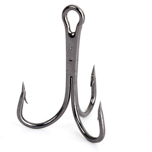 Hameçons triples en nickel noir, affûtés chimiquement, pour la pêche aux leurres en eau douce et en eau salée, 1000 pièces par carton - Product Image 3