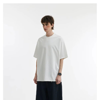 T-shirt Unisexe de Luxe en Coton Lourd 280g, Col Rond, Noir et Blanc Uni, Style Japonais, pour Couples, Vente en Gros