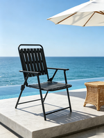 Chaise pliante en tube d'acier durable et imperméable, design simple, siège en plastique, pour jardin, salon et extérieur – Vente en gros