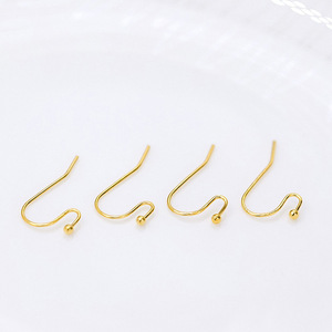 <b>S</b>-Shaped Ear <b>Hooks</b> Gold Plated Copper With Beads For Earring Making DIY Jewelry Findings Components - Product Image 5