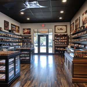 Meicheng Custom Holz Tabak Vitrine Beleuchtung Cigar Shop Fitting Möbel Großhandel Rauch Cigar Shop Interior Design - Product Image 4