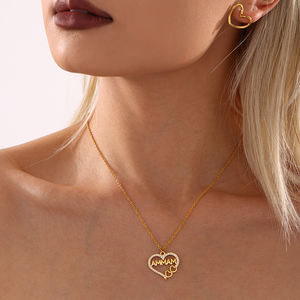 وصول جديد 18 قيراط مطلية بالذهب التيتانيوم الصلب مجموعة مجوهرات نسائية الحب الزركون رسالة الترقوة قلادة سوار للهدايا - Product Image 2