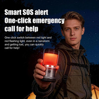 Lampe de tente portable avec batterie remplaçable de 2000 mAh, étanche IP65, stroboscope d'avertissement rouge, lanterne de camping LED à chargement Type-C