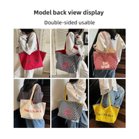 Bolsa de Mano de Lona, Bolsa de Compras Reutilizable, Bolso de Hombro de Algodón para Mujer, Uso Diario, Logotipo Personalizado