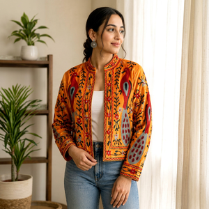 Élégance intemporelle, veste d'hiver artisanale en velours Suzani, broderie de paon, style bohème ethnique, vêtement d'extérieur vintage, veste pour femme - Product Image 1