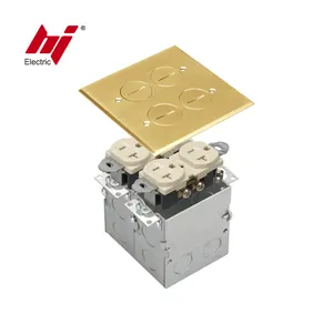 2 gang 15A threaded coin style brass recessed floor cover electrical 4 floor outlet box