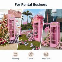 Cabine téléphonique vintage londonienne en fer blanc, livre d'or audio, décoration florale pour mariage, événement, accessoire de photomaton pour lieu de réception