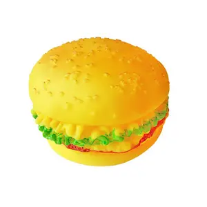 Mainan anjing Hamburger lateks hewan peliharaan Burger melengking