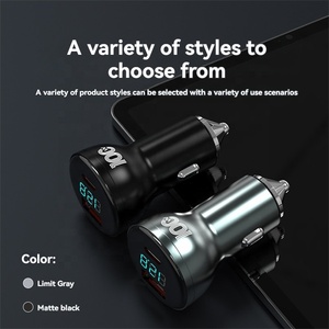 100W <strong>USB</strong> Auto Charger Universal Aluminum Alloy Fast Charging Digital <strong>Display</strong> PD20W 2-in-1 Car Charger Type C Electric OTP - Product Image 5