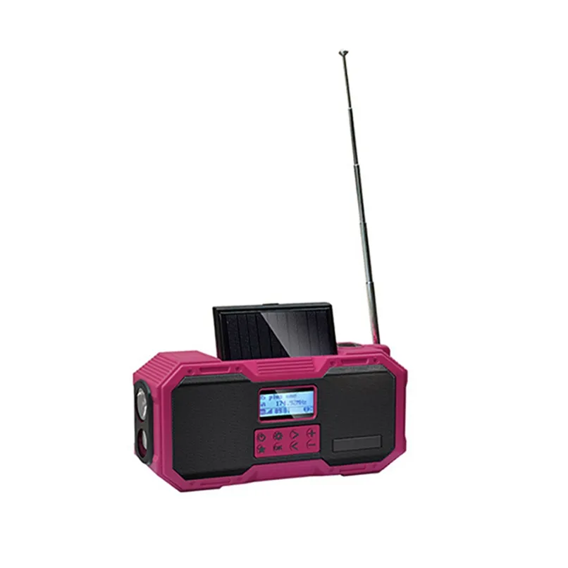 D588 Radio Surya Multi Speaker Rumah dan Luar Ruangan Tahan Air Usb Dab Noaa Darurat Fm Radio dengan Panel Lcd Hd Logo Kustom