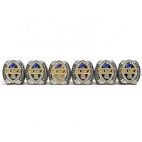 Nouvelle Collection 2027 : Ensemble de 6 Bagues de Champion de Football Fantastique, Tendance Classique, en Alliage Plaqué Argent, Bijoux Sportifs avec Boîte en Bois – Vente Flash
