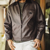 Blouson pour Homme Maden – Blouson Bomber Vintage en Similicuir PU Texturé, Veste de Travail Décontractée et Habillée, Collection Automne 2026