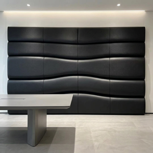 Panneau mural <span class=keywords><strong>acoustique</strong></span> <span class=keywords><strong>anti</strong></span>-collision en cuir PU brillant ignifuge, forme et épaisseur personnalisées, vente en gros - Product Image 5