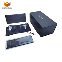 Luxus Custom Gold Logo Black Cardbpard Verpackung Versand kartons für Ledertasche für Sonnenbrillen Magnetische Geschenk box