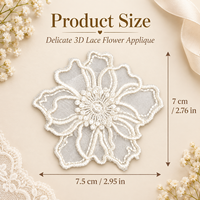 Applique florale 3D en dentelle blanche, broderie florale à coudre ou thermocollante pour robes, mariages, vêtements, sacs et projets DIY