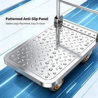 Carro de plataforma plegable de acero inoxidable 202 con cuatro ruedas, mango OEM, plataforma antideslizante, silencioso, para movimiento en almacén