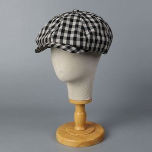 Nouvelle Arrivée Été 2025 – Chapeau Gavroche Rétro Artistique en Lin, à Carreaux Noirs et Blancs, Respirant et Tendance - Product Image 3