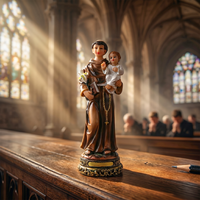Statue en résine de Saint Antoine de Padoue tenant le bébé Jésus, figurine catholique peinte à la main, dévotion chrétienne pour autel, bureau, cadeaux pour la maison