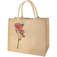 Sacs fourre-tout en jute personnalisables, écologiques et recyclables, avec poignées d'épaule/main, fermeture ouverte, vente en gros d'usine
