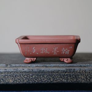 Pot à bonsaï rectangulaire fait main, miniature, sculpté en forme de nuage, petit récipient pour plantes - Product Image 2