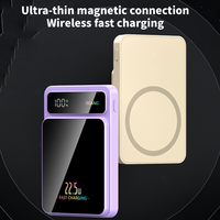 Mini batterie externe portable avec batterie magnétique 5000 mAh, chargeur sans fil 15 W, interfaces d'entrée Micro USB et Type-C