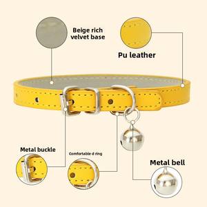 Vente en gros de <span class=keywords><strong>collier</strong></span> de clochette de <span class=keywords><strong>chat</strong></span> en cuir PU de luxe <span class=keywords><strong>collier</strong></span> de <span class=keywords><strong>collier</strong></span> pour animaux de compagnie réfléchissant simple multicolore durable - Product Image 6