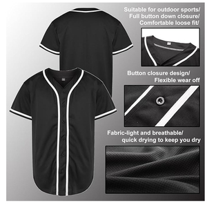 Kaos Baseball Polos Berbahan Dry Mesh dengan Logo Custom, Nomor Jahit Sublimasi, Bahan Polyester Bernapas, Kerah V, Jersey Baseball Fashion - Product Image 4