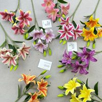 Bunga Lily Artifisial YL Kelas Atas Semi-Handmade Sutra 3 Tangkai 80cm Dekorasi Pernikahan & Rumah, Hiasan Latar Belakang
