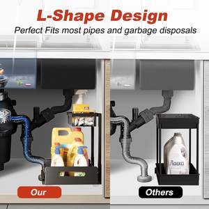 Étagère de rangement coulissante à 2 niveaux pour sous-évier de salle de bain et cuisine, vente en gros - Product Image 4