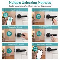 Cerradura Inteligente SJJ con App Tuya, Huella Dactilar, Tarjeta, Teclado, Código, para Madera/Acero/Acero Inoxidable/Aluminio, Aleación de Aluminio Grado C