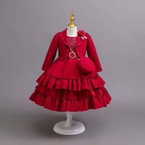 Vendita calda abito per bambini Chiffon modello retrò principessa manica lunga africana ragazza abiti da fiore - Product Image 3
