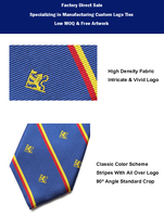 Corbatas Formales Personalizadas de Alta Calidad OEM para Hombre, Corbata de Poliéster a Rayas Rojas y Azul Marino con Logotipo Tejido Personalizado, Uniforme Escolar