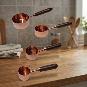 <b>Copper</b> Measuring Spoon with Wooden <b>Handle</b> Eco-Friendly for Home Kitchen Use Dry & Liquid Ingredients Cooking and Baking - Product Image 2