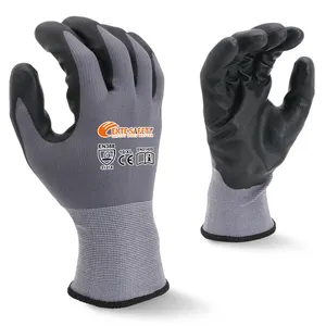 Guantes recubiertos de nitrilo de espuma de seguridad ENTE guantes de jardín protectores de trabajo industrial de punto de nailon de calibre 15 y guantes de equipo de protección