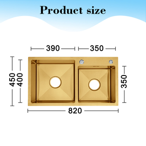 Fregadero Doble de Acero Inoxidable SS304 Oro Rosa, Fregadero de Cocina de Doble Cubeta Hecho a Mano, Directo de Fábrica, ODM - Product Image 4