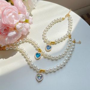 Collar para mascotas, collar de perlas para gatos, anillo para el cuello de perros, gargantilla, colgante de corazón vintage, linda bufanda para gatos y perros. - Product Image 3