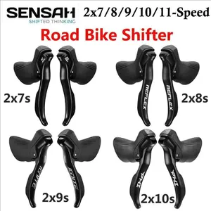 Manettes de vélo de route SENSAH STI 2x7 2x8 2x9 2x10 2x11 vitesses, levier de frein, dérailleur compatible avec <span class=keywords><strong>Shimano</strong></span> Claris <span class=keywords><strong>Sora</strong></span> 105 - Product Image 1