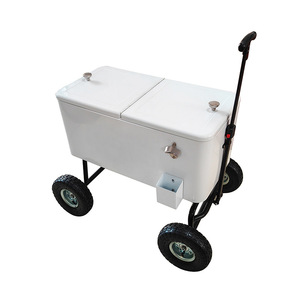กล่องเก็บความเย็นแบบมีล้อ ขนาด 80QT สีเหลือง น้ำหนักเบา ทนทาน ฝาเหล็ก ฉนวนกันความร้อนอย่างดี เหมาะสำหรับใช้ในสวน ชายหาด และการเดินทาง - Product Image 2