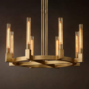 Lámpara Colgante Moderna de Latón Dorado de 36 Pulgadas, Estilo Industrial, para Sala de Estar o Comedor - Product Image 1