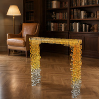 Table d'appoint en acrylique, table basse artistique en plexiglas empilable, table de hall en acrylique à dégradé de couleurs pour l'affichage en hôtel et en salle d'exposition