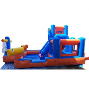 Combo de Escorregador Inflável Gigante para Piscina, Azul e Laranja, Castelo Inflável de PVC de Grau Comercial para Eventos ao Ar Livre no Verão - Product Image 1