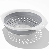 Égouttoir pliable en plastique gris et blanc pour évier, idéal pour laver les fruits, égoutter les légumes et les pâtes