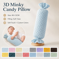 Coussin pour nouveau-né en peluche 3D Minky à pois, motif bonbon mignon, apaisant, anti-roulement, support de sommeil latéral, protection pour bébé