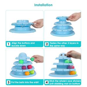 Tour Interactive à 4 niveaux pour chats, jeu de jouets à gratter, puzzle, tour de jeu pour chats - Product Image 4