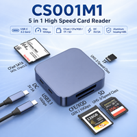 Lector de Tarjetas Externo USB-C 3.2 Gen2 10Gbps 5 en 1, CFast/XQD/CFe/SD/TF UHS-II con Entrada de Alimentación de 5V/3A para Flujos de Trabajo de Video Profesional