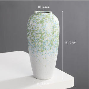 Vase en céramique de style chinois sans trous, hauteur 24 cm, pour la décoration de la maison et du salon, avec conteneur pour fleurs fraîches ou séchées - Product Image 3