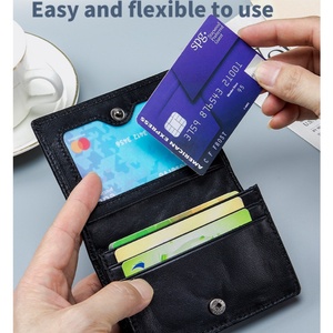 Porte-cartes de visite en cuir véritable tressé à fil court, unisexe, haute qualité, pour cartes de crédit - Product Image 5