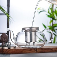 Gros Transparent haute borosilicate théière résistant à la chaleur théière en verre avec infuseur en acier inoxydable